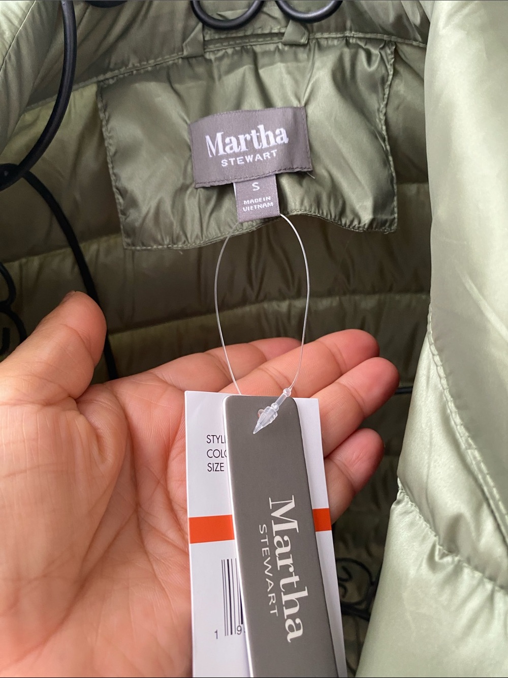 Martha Stewart Light Olive Quilted Puffer Jacket